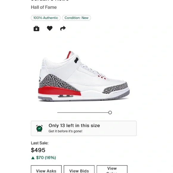 Nike Air Jordan Men's size 13 Hall Of Fame Retro Og triple white